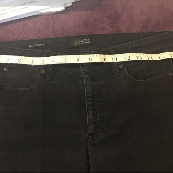 Talbots Flawless Five Pocket High Waisted Curvy Barely Boot Cut Black Jeans - Picture 5 of 13